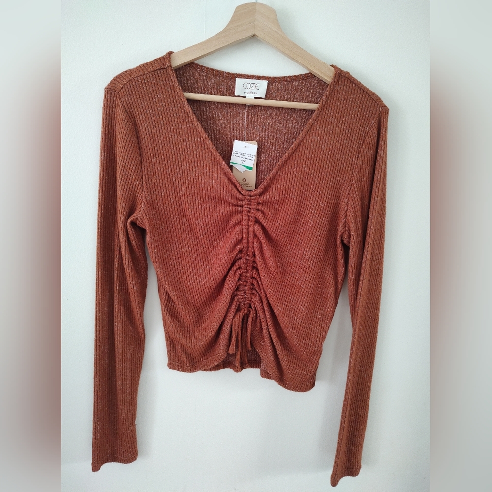Orange Long Sleeve Crop Top- Size L, NWT